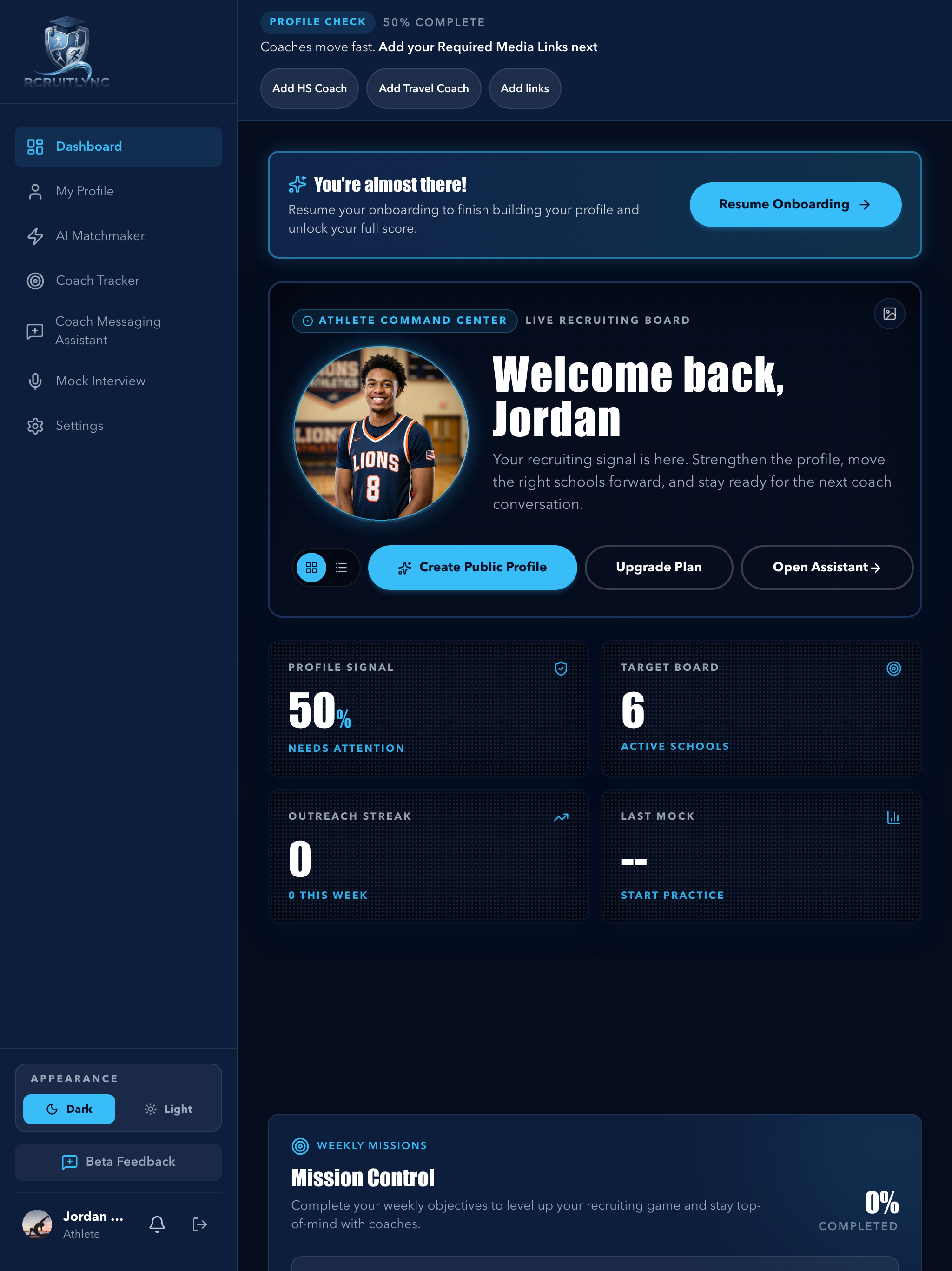 Athlete Command Center & Live Pipeline